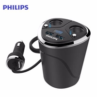 飛利浦(Philips)DLP2029車載充電器一拖二獨立開關(guān)汽車點煙器一拖二雙usb杯式車充