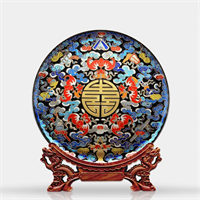 五蝠捧壽（鏡面線雕）