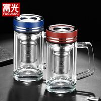 富光藝澤雙層玻璃辦公杯330ml