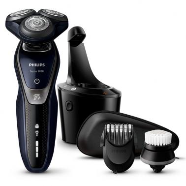 飛利浦（PHILIPS）電動(dòng)剃須刀充電式男士刮胡刀胡須刀剃胡刀三刀頭水洗干濕兩用 黑色金屬鉻S5570.jpg